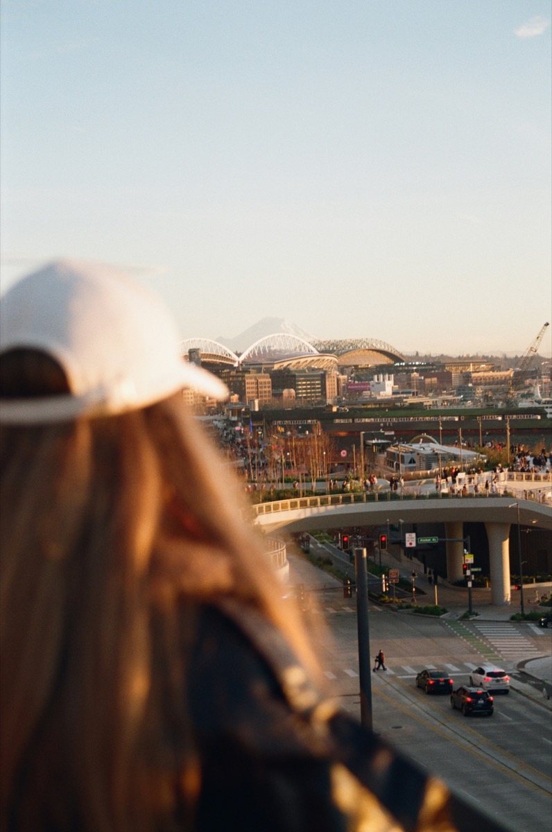 Stadium district skyline with urban infrastructure