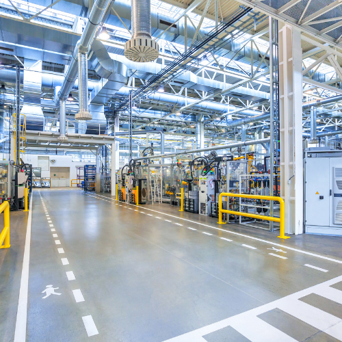 FlexTram factory facility tour guided tram for VIP visitors