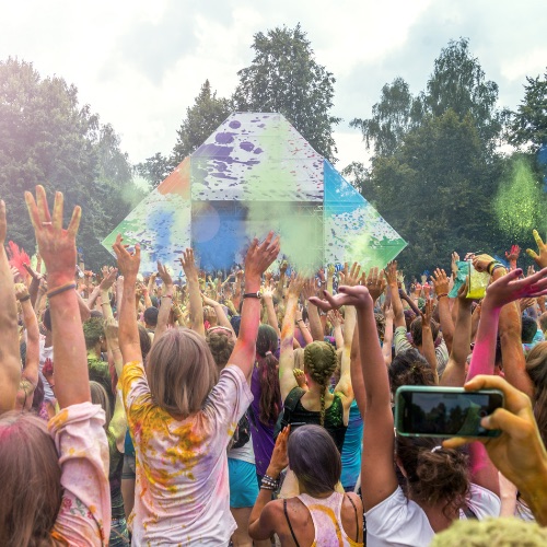 FlexTram music festival outdoor event shuttle replacing golf carts