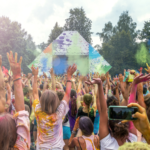 FlexTram music festival outdoor event shuttle replacing golf carts